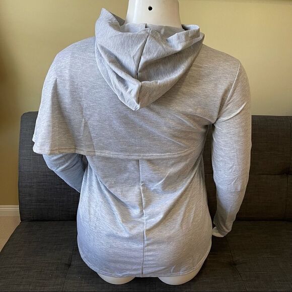 Grey Asymmetrical Cross Front Hoodie - Picture 6 of 6